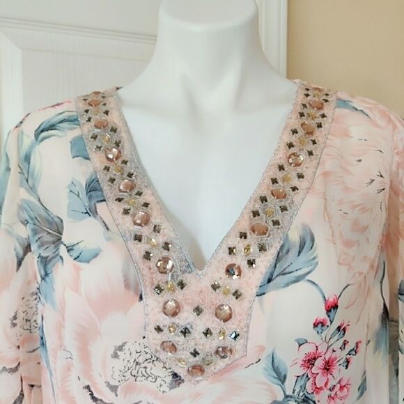 Studio Y jewel embellished floral blouse M - Picture 3 of 12